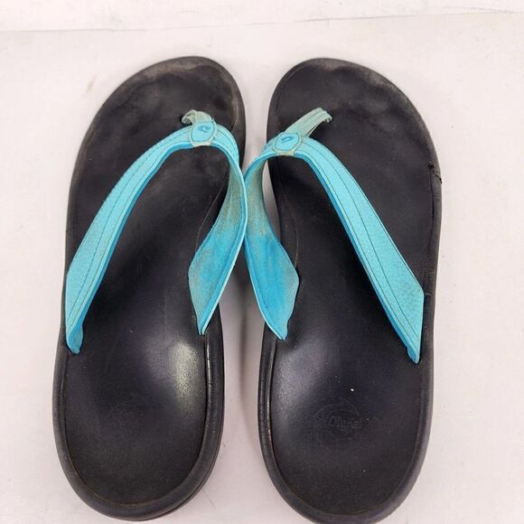 OluKai Ohana women's Thong Flip Flops US 11 Blue Slip On Slide Sandals - Picture 6 of 10
